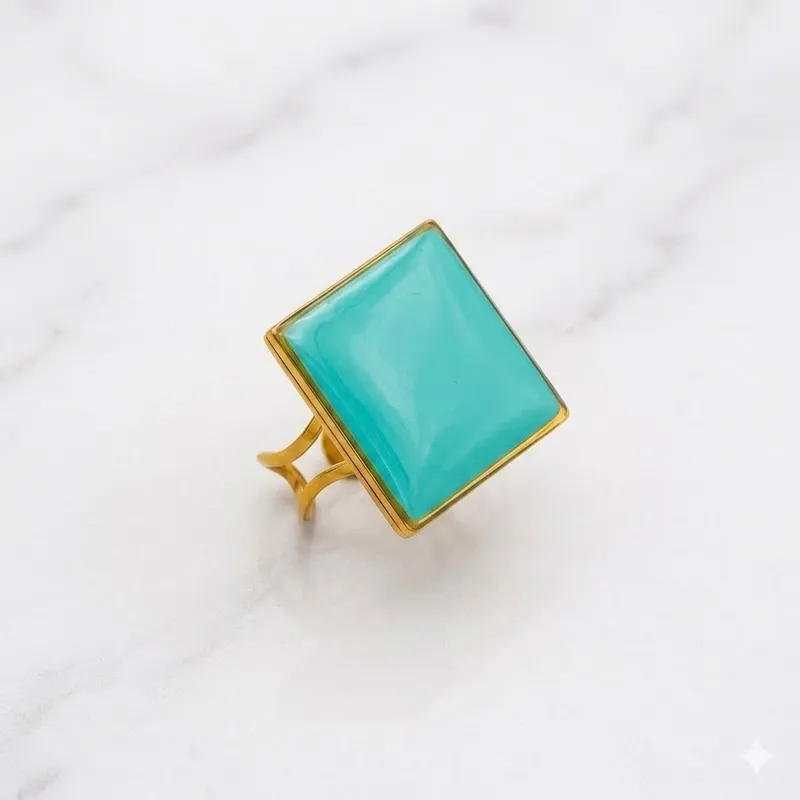 Bague Morgane Carré — Turquoise